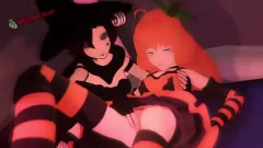 Afspelen Lesbian Hentai Toons Ruby en Penny's natte en wilde kostuum feestvoorbereiding